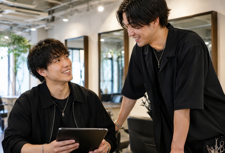 スタッフ同士で相談する様子